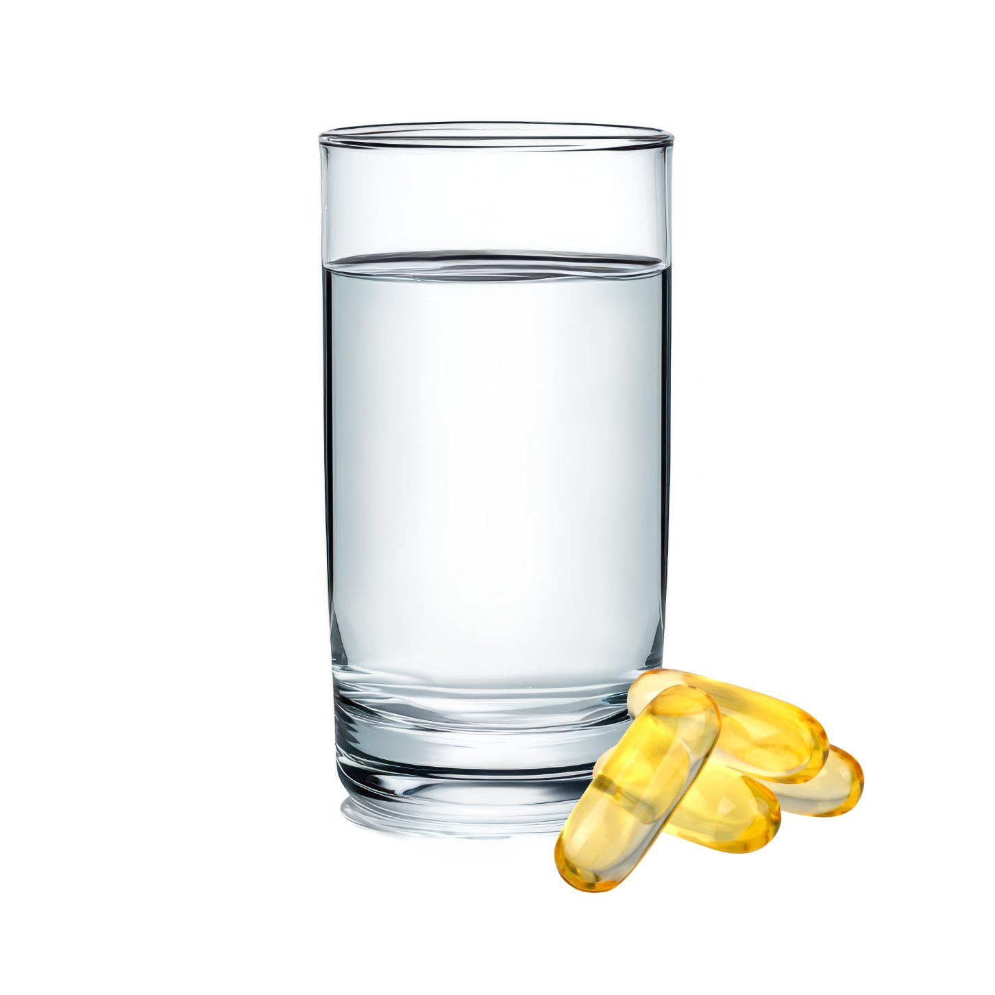 Wasserglas mit dr.reinwald Nahrungsergänzung als Kapsel