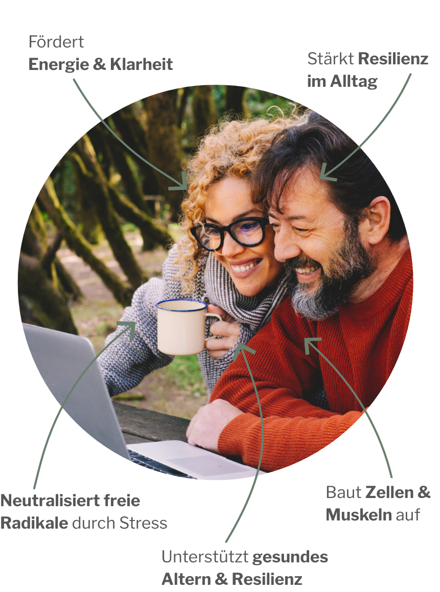 Antioxidative Wirkung von Active H mit den stärksten Antioxidantien gepaart mit MyAMINO den acht essentiellen Aminosäuren – Duo für deinen Jungbrunnen im Alltag