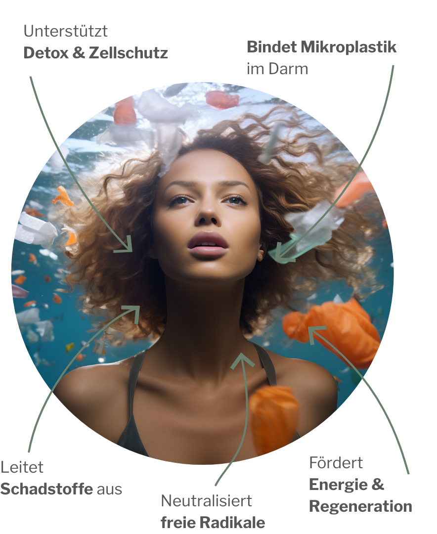 Mikroplastik Detox Paket zur Ausleitung von Mikroplastik aus Zellen und Darm